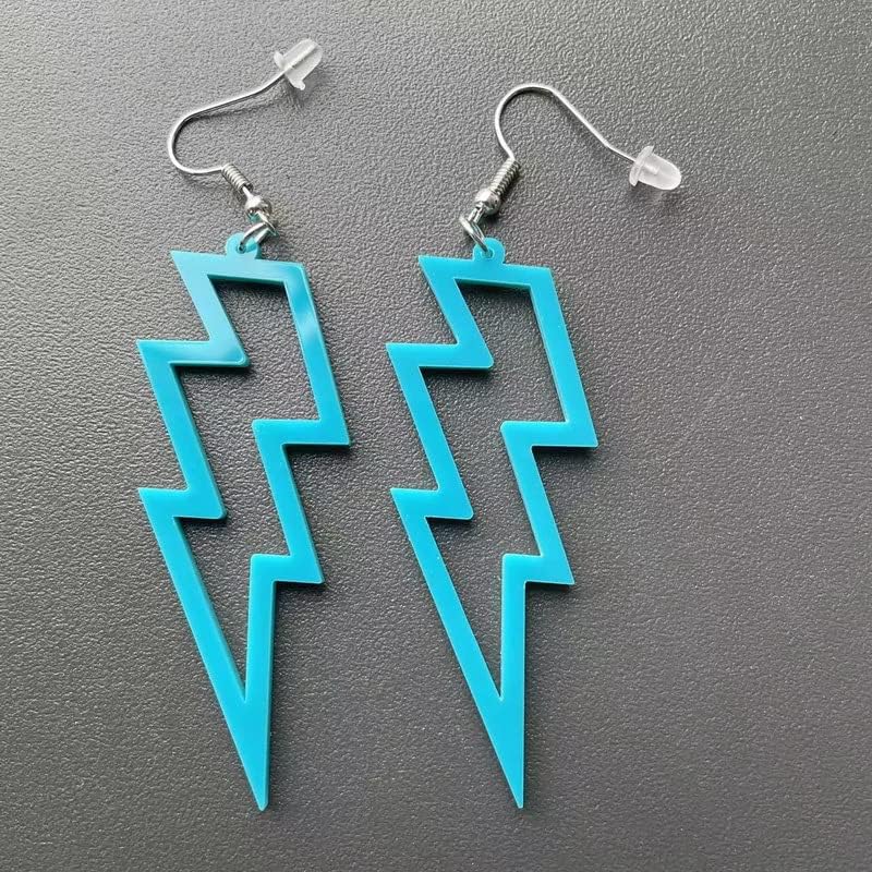 Modpide 80s Neon Earrings Hollow Lightning Bolt Halloween Punk Retro Earrings for Women 80's Party Accessories - Image 2